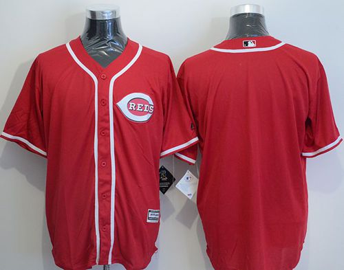 Reds Blank Red New Cool Base Stitched MLB Jersey - Click Image to Close